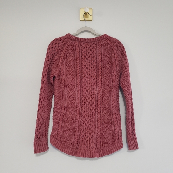 L.L. Bean Signature Cable Knit Sweater Women XS Mauve 100% Cotton Fishermen - Picture 3 of 8